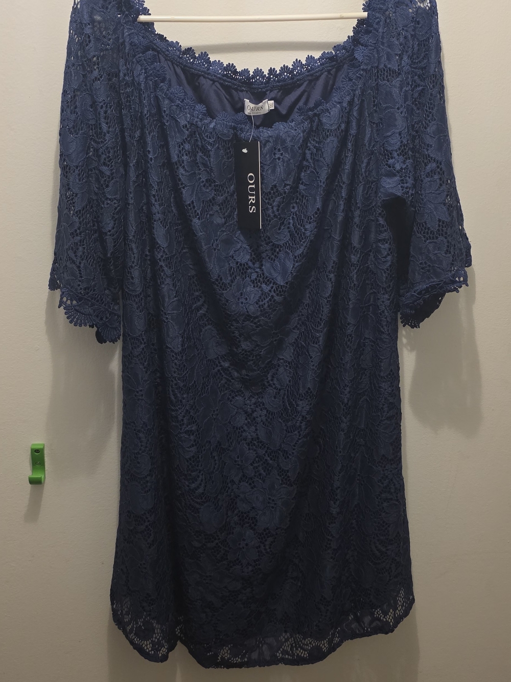 Ours Navy Strapless Lace Dress